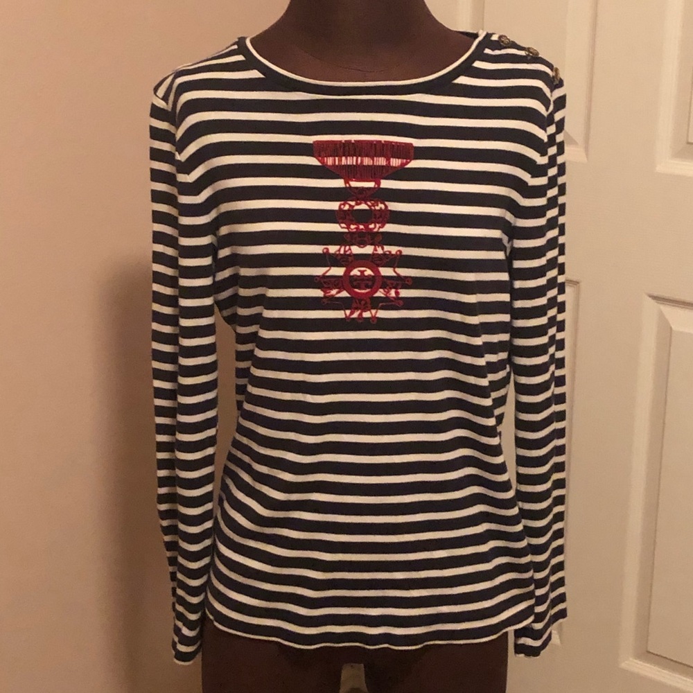 Tory Burch Striped Long Sleeve Shirt